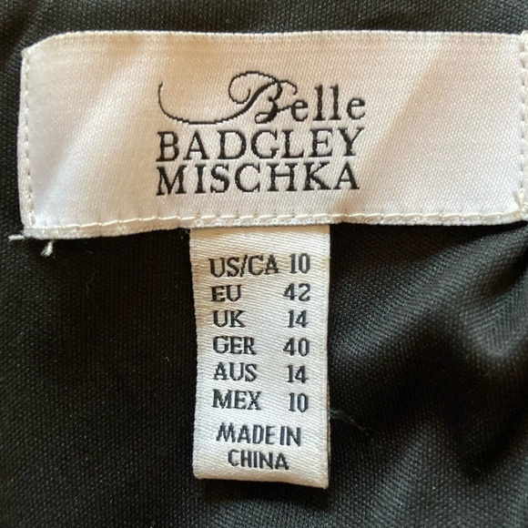 Belle by Badgley Mischka Draped Boat Neck 3/4 Sleeve Blouson Dress w/Rose Gold - Picture 3 of 13